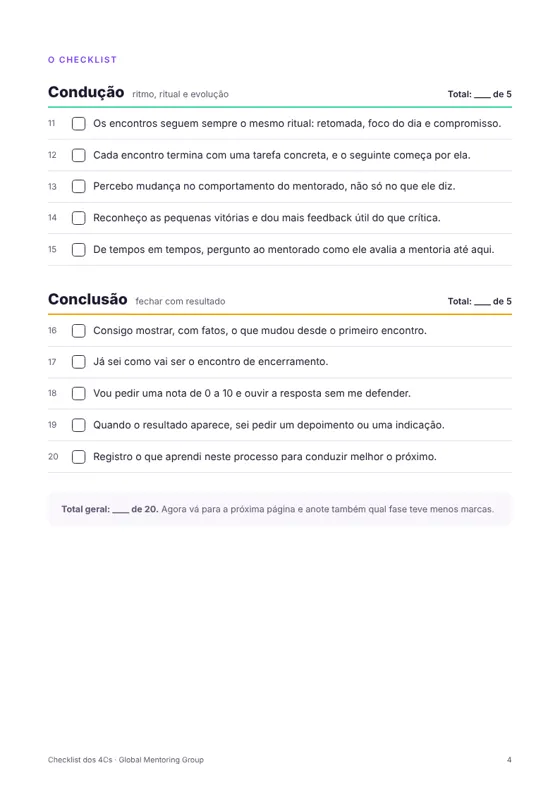 Página 4 do checklist: O checklist